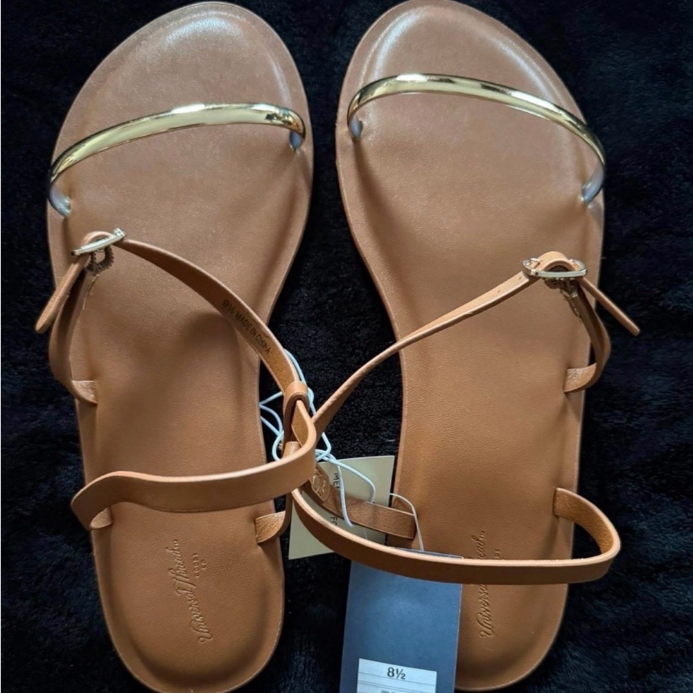 Women's Tan Sandals with Gold Accent